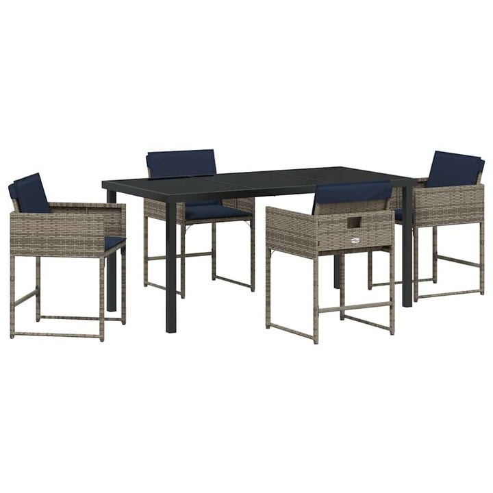 Have Spisebordssæt med pude 5 pcs Grå polyrattan