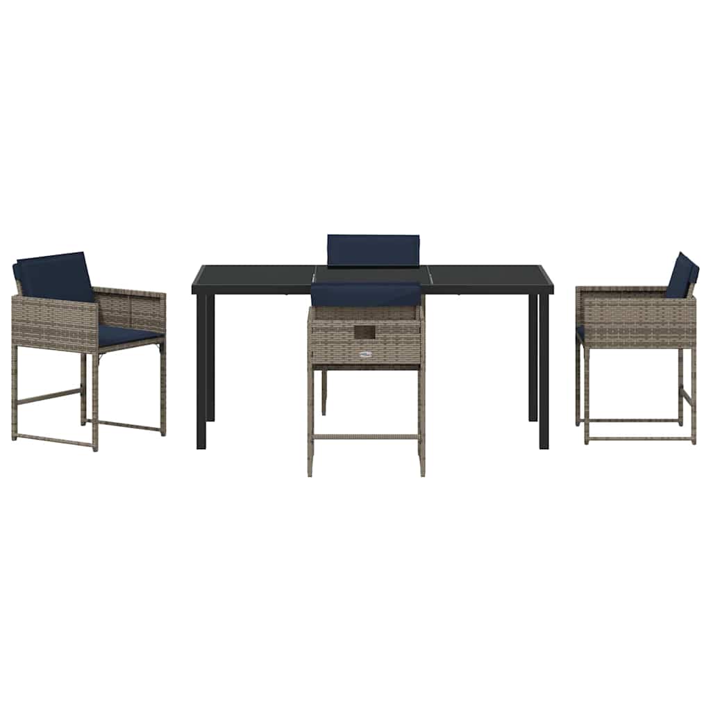 Have Spisebordssæt med pude 5 pcs Grå polyrattan
