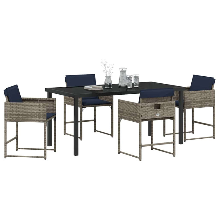 Have Spisebordssæt med pude 5 pcs Grå polyrattan