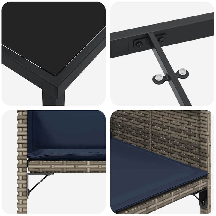 Have Spisebordssæt med pude 9 pcs Grå polyrattan