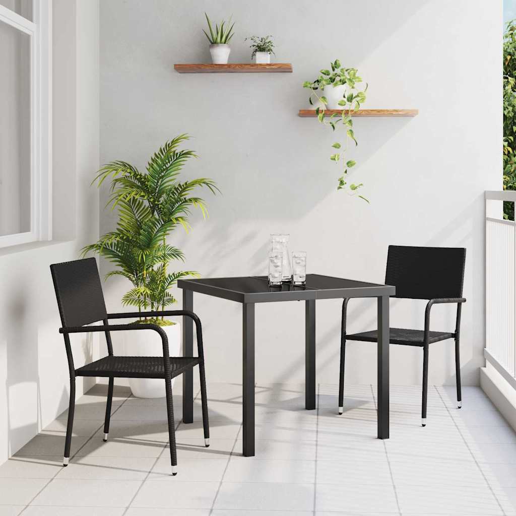 Have Spisebordssæt med pude 3 pcs Sort polyrattan