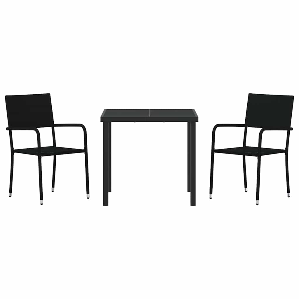 Have Spisebordssæt med pude 3 pcs Sort polyrattan