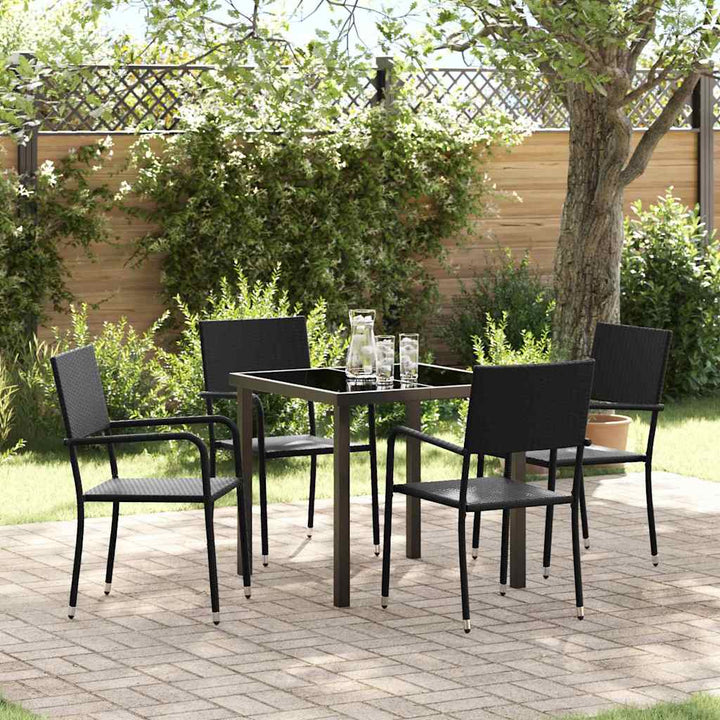Have Spisebordssæt med pude 5 pcs Sort polyrattan