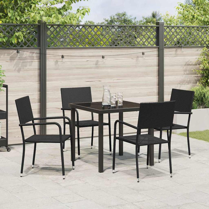 Have Spisebordssæt med pude 5 pcs Sort polyrattan