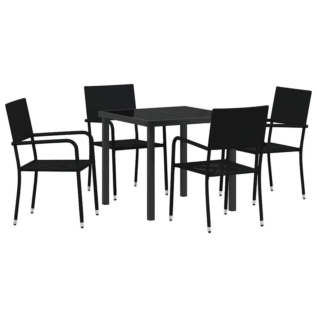 Have Spisebordssæt med pude 5 pcs Sort polyrattan