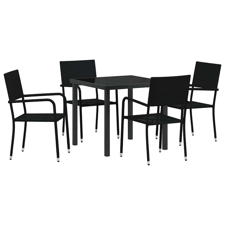 Have Spisebordssæt med pude 5 pcs Sort polyrattan