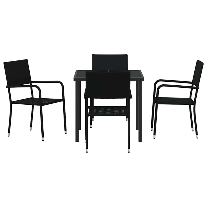 Have Spisebordssæt med pude 5 pcs Sort polyrattan
