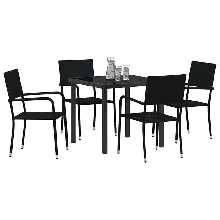Have Spisebordssæt med pude 5 pcs Sort polyrattan