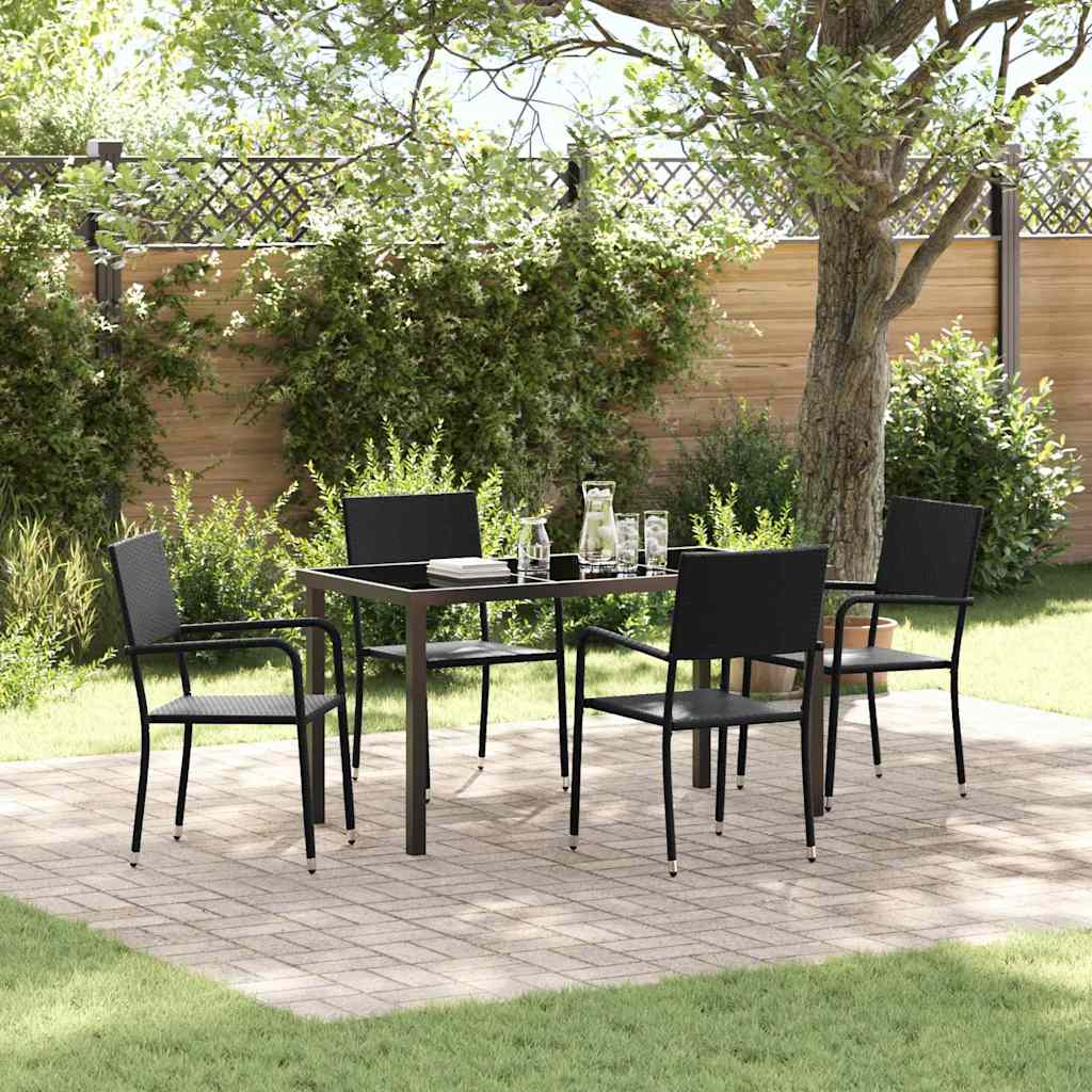 Have Spisebordssæt med pude 5 pcs Sort polyrattan