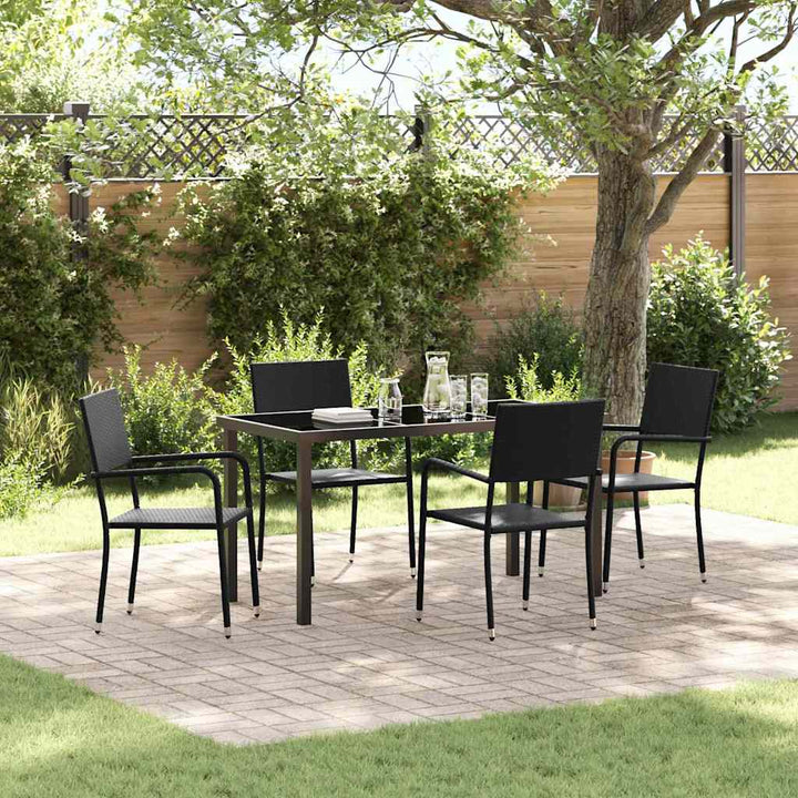 Have Spisebordssæt med pude 5 pcs Sort polyrattan