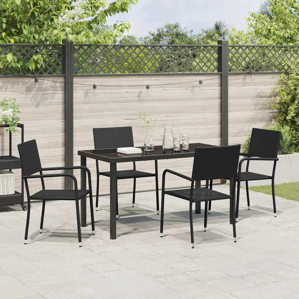 Have Spisebordssæt med pude 5 pcs Sort polyrattan