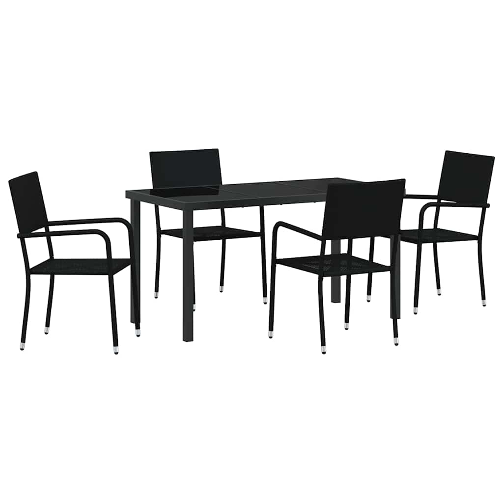 Have Spisebordssæt med pude 5 pcs Sort polyrattan