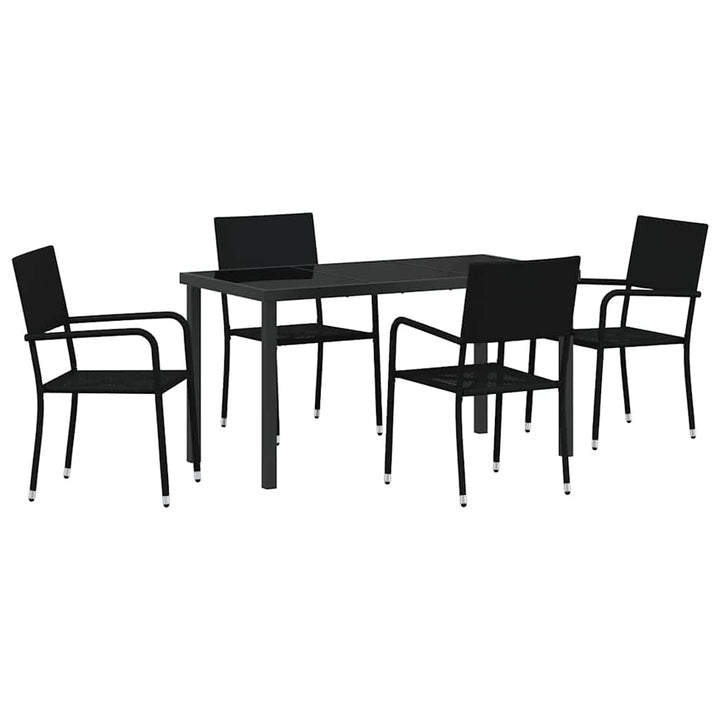 Have Spisebordssæt med pude 5 pcs Sort polyrattan