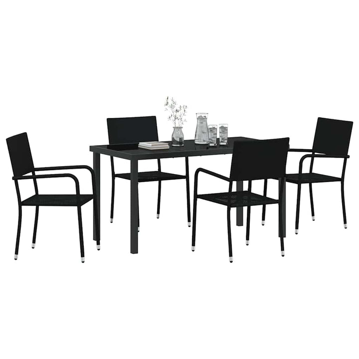 Have Spisebordssæt med pude 5 pcs Sort polyrattan