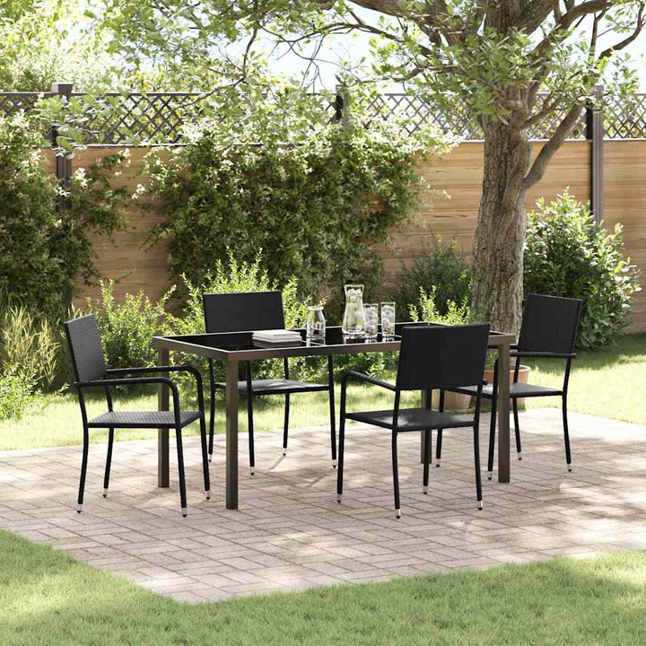 Have Spisebordssæt med pude 5 pcs Sort polyrattan