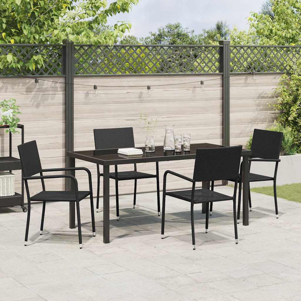 Have Spisebordssæt med pude 5 pcs Sort polyrattan