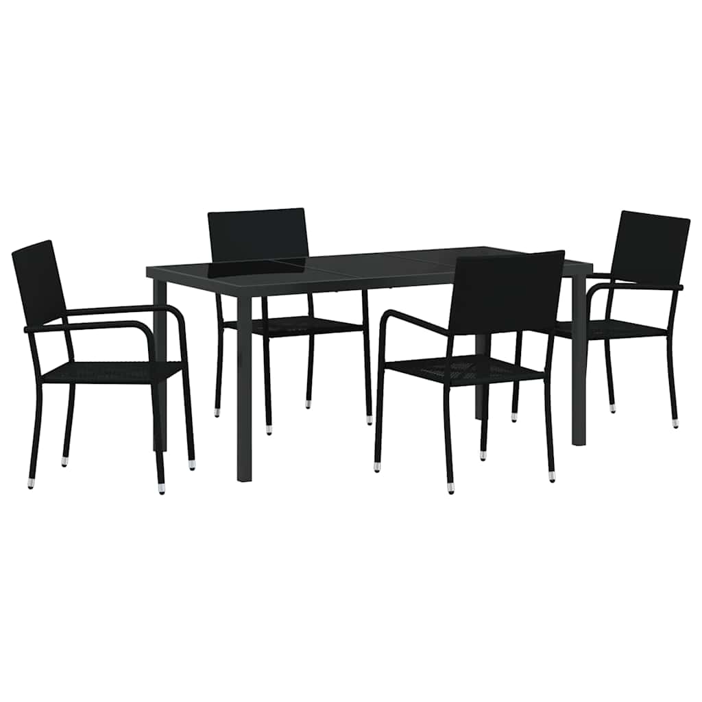 Have Spisebordssæt med pude 5 pcs Sort polyrattan