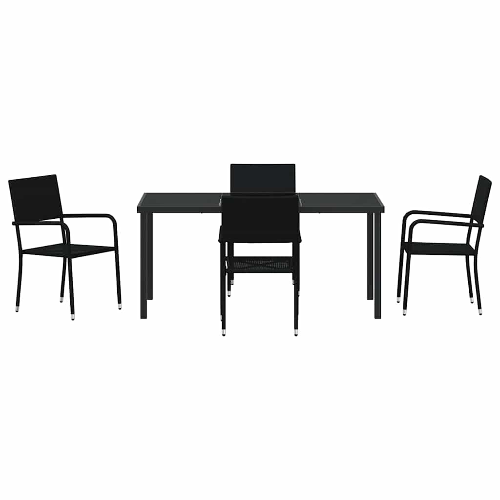 Have Spisebordssæt med pude 5 pcs Sort polyrattan