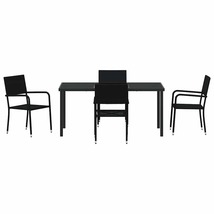 Have Spisebordssæt med pude 5 pcs Sort polyrattan