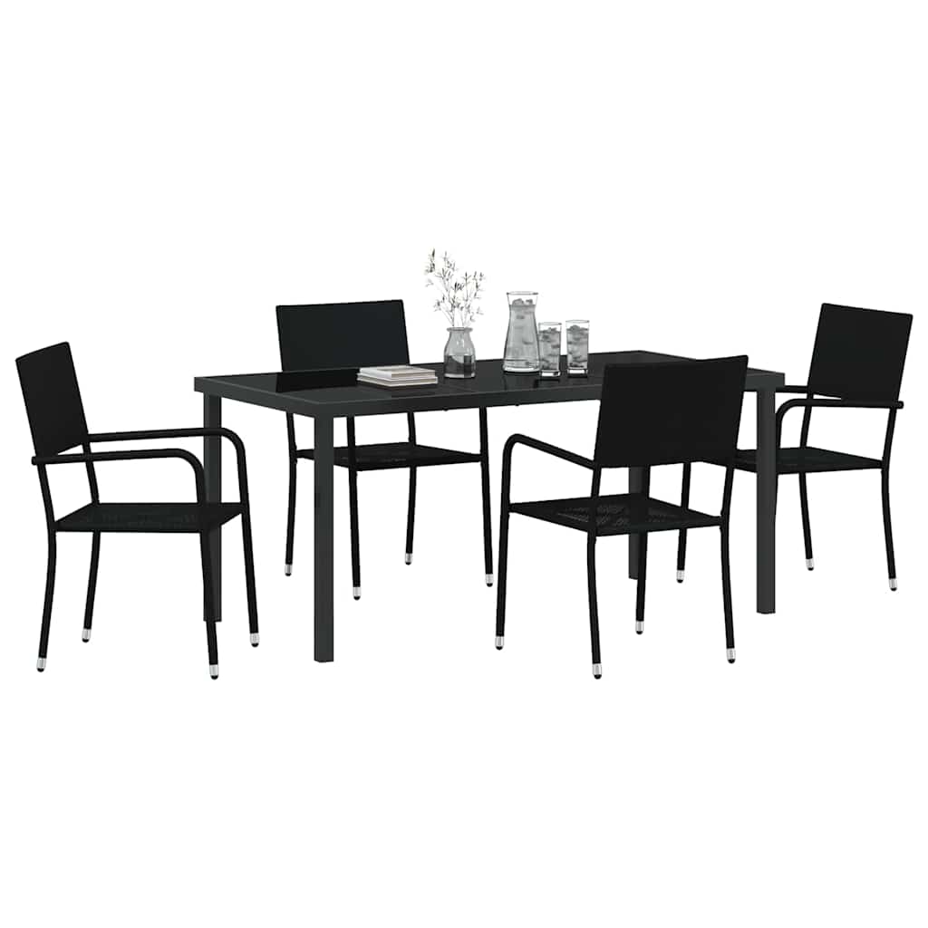 Have Spisebordssæt med pude 5 pcs Sort polyrattan