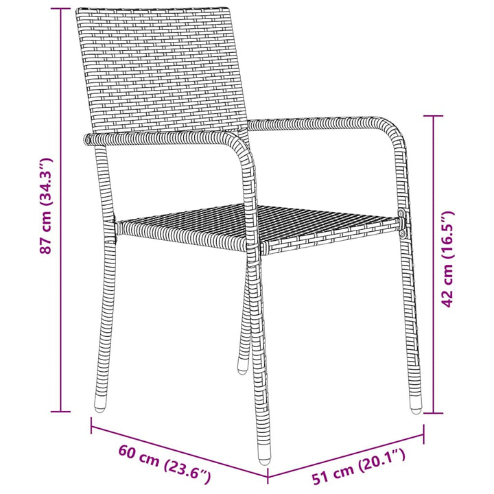 Have Spisebordssæt med pude 5 pcs Sort polyrattan