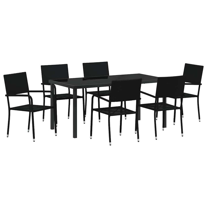 Have Spisebordssæt med pude 7 pcs Sort polyrattan
