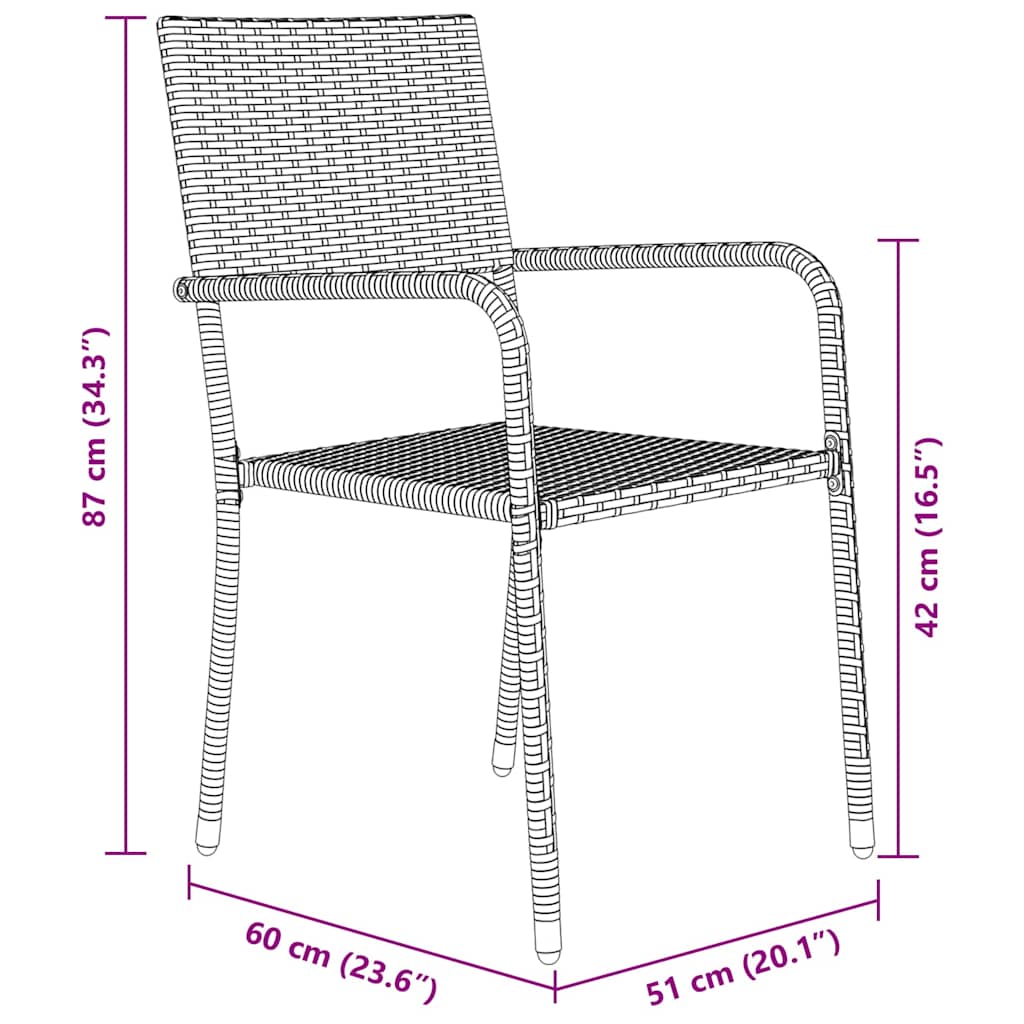 Have Spisebordssæt med pude 7 pcs Sort polyrattan