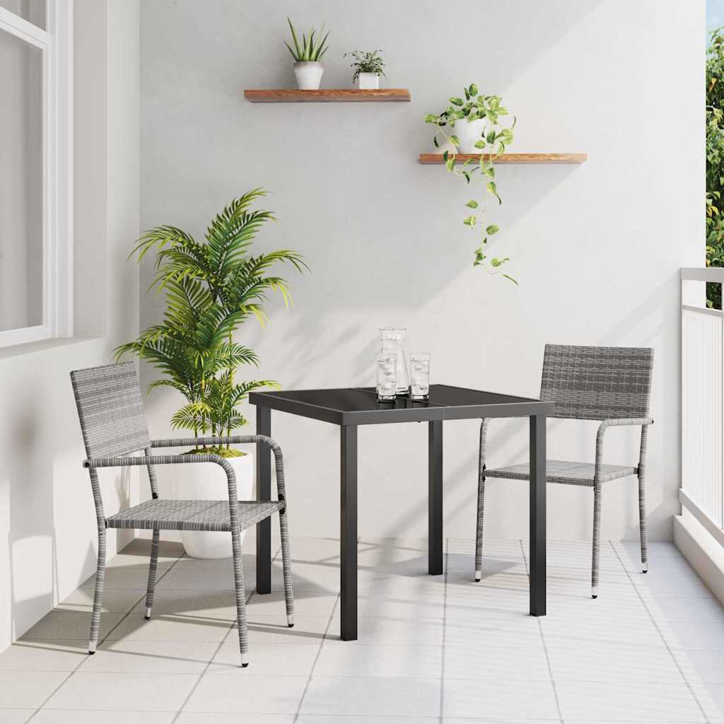 Have Spisebordssæt med pude 3 pcs Grå polyrattan