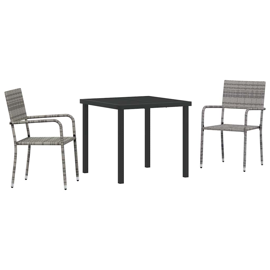 Have Spisebordssæt med pude 3 pcs Grå polyrattan