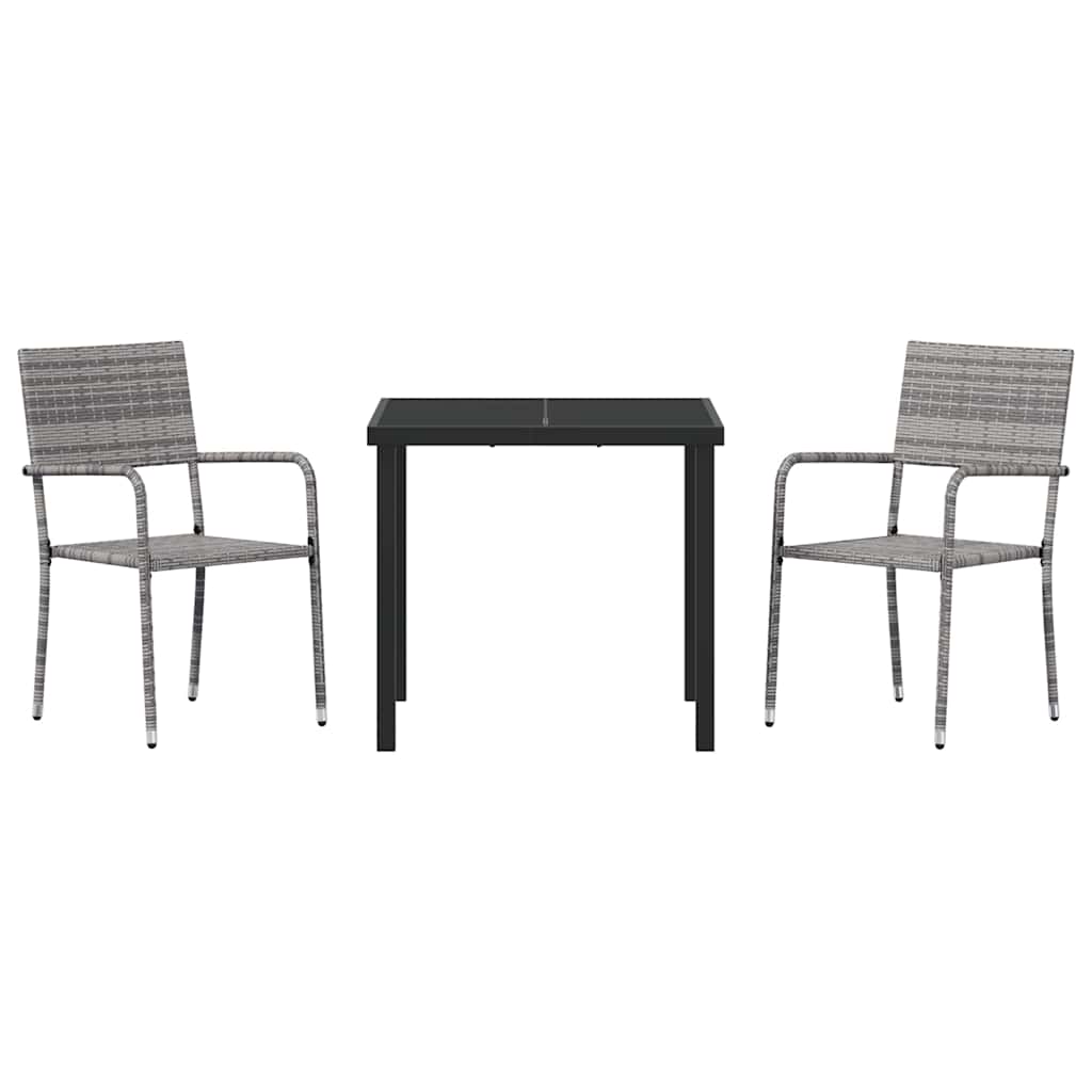 Have Spisebordssæt med pude 3 pcs Grå polyrattan