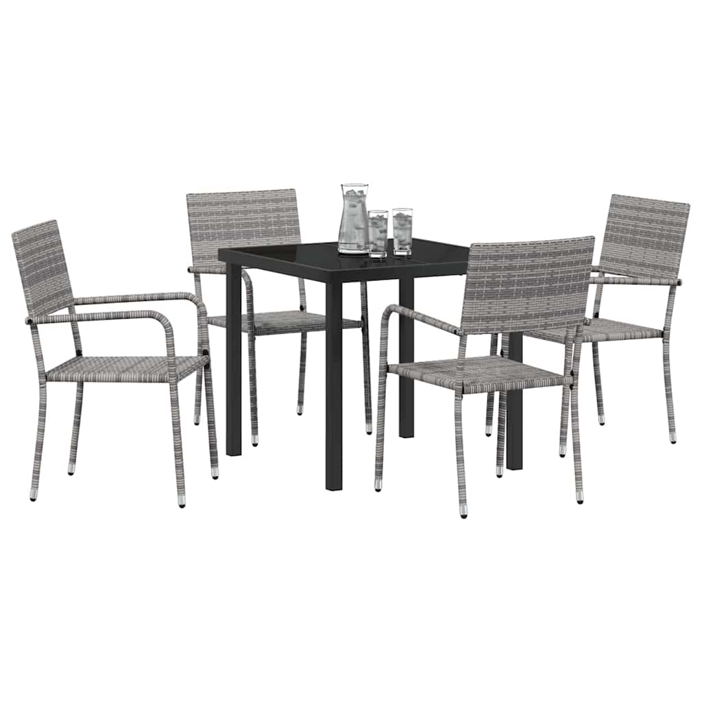 Have Spisebordssæt med pude 5 pcs Grå polyrattan