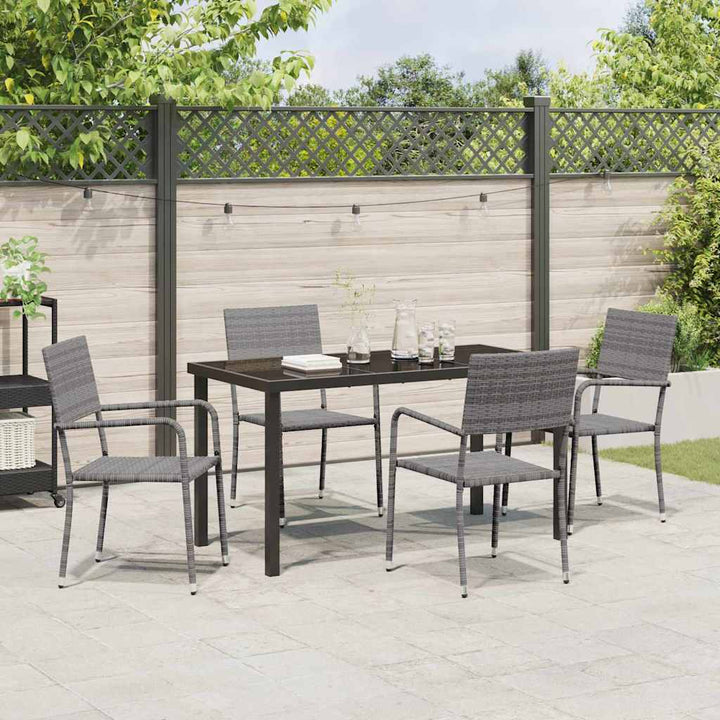 Have Spisebordssæt med pude 5 pcs Grå polyrattan
