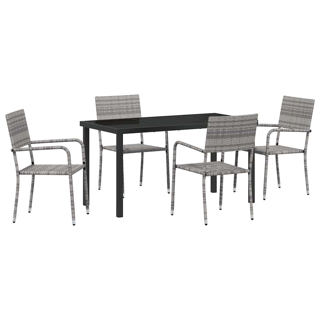 Have Spisebordssæt med pude 5 pcs Grå polyrattan