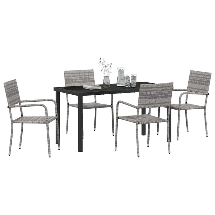 Have Spisebordssæt med pude 5 pcs Grå polyrattan