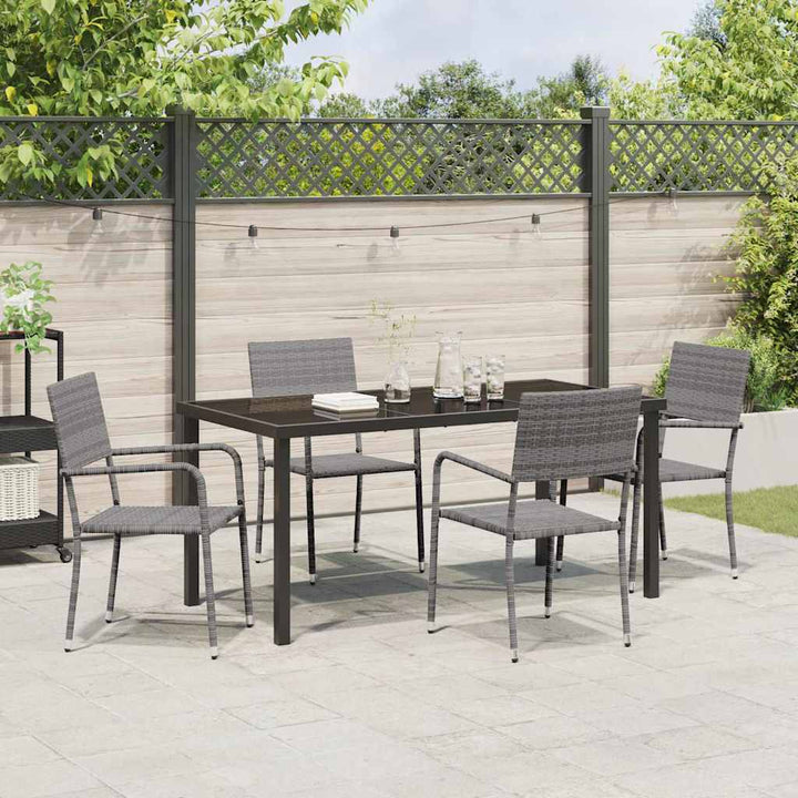 Have Spisebordssæt med pude 5 pcs Grå polyrattan