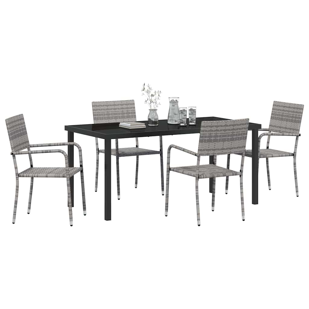 Have Spisebordssæt med pude 5 pcs Grå polyrattan