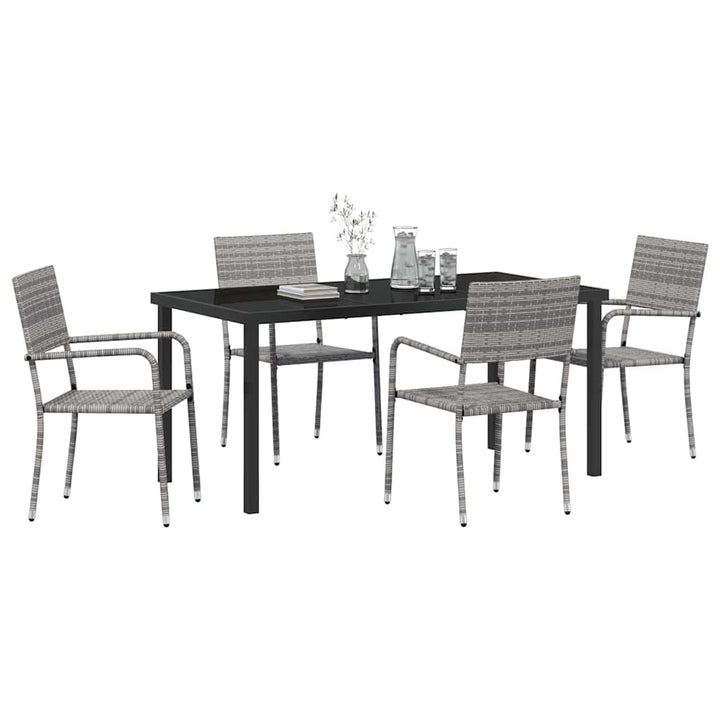 Have Spisebordssæt med pude 5 pcs Grå polyrattan