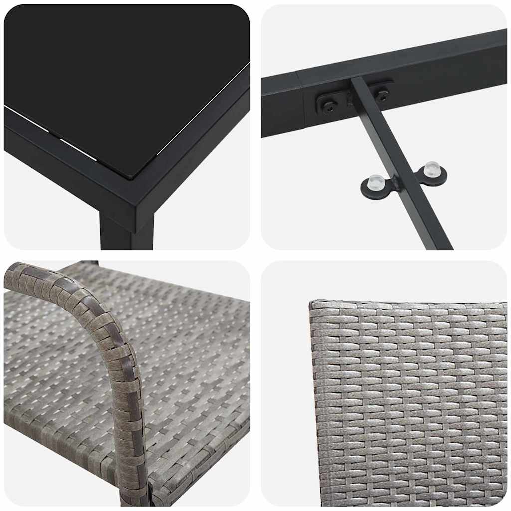 Have Spisebordssæt med pude 7 pcs Grå polyrattan