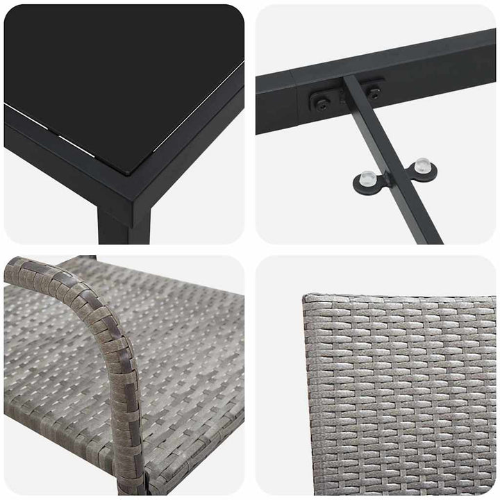 Have Spisebordssæt med pude 7 pcs Grå polyrattan