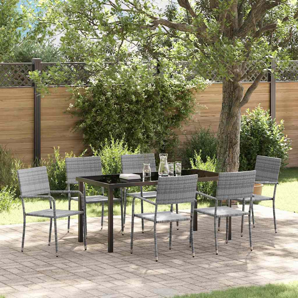 Have Spisebordssæt med pude 7 pcs Grå polyrattan