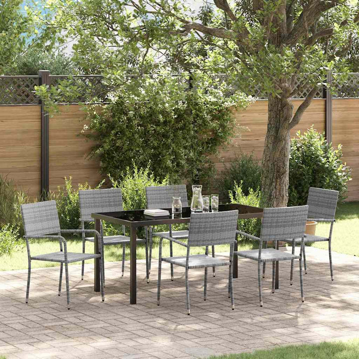 Have Spisebordssæt med pude 7 pcs Grå polyrattan