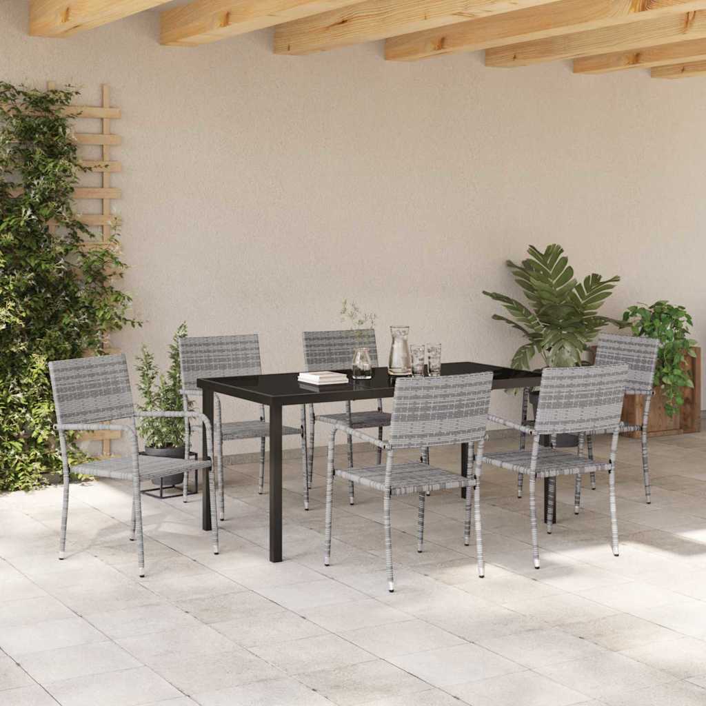 Have Spisebordssæt med pude 7 pcs Grå polyrattan