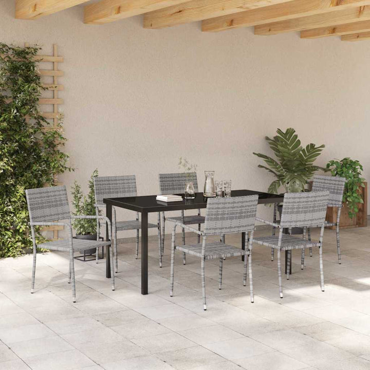 Have Spisebordssæt med pude 7 pcs Grå polyrattan