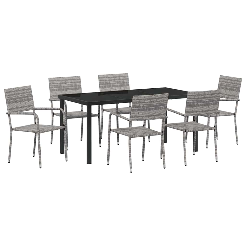 Have Spisebordssæt med pude 7 pcs Grå polyrattan