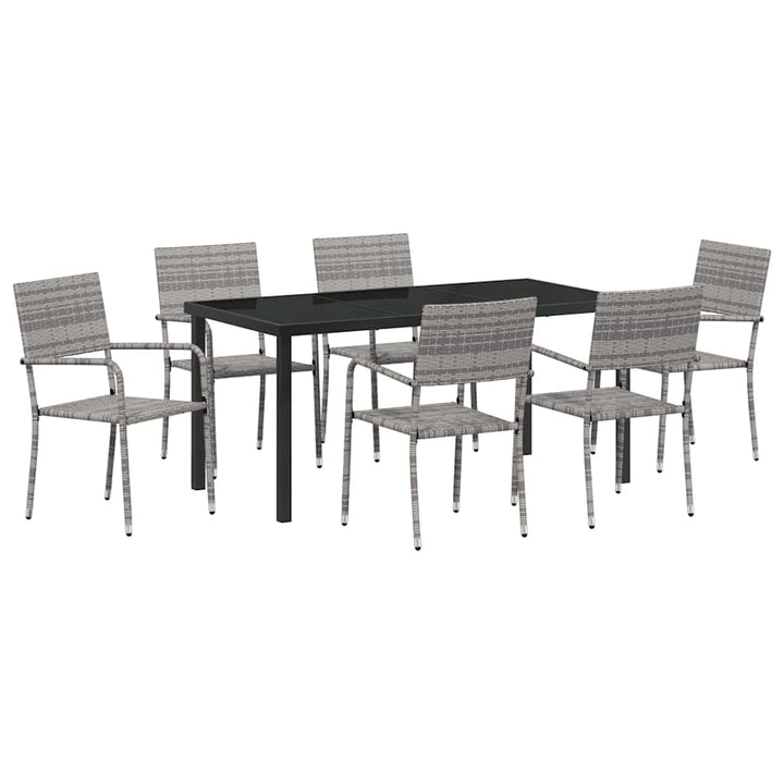 Have Spisebordssæt med pude 7 pcs Grå polyrattan