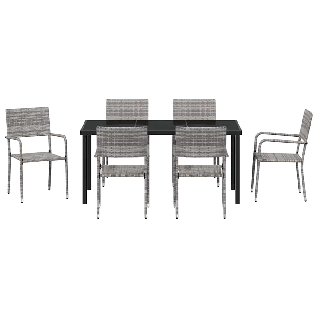 Have Spisebordssæt med pude 7 pcs Grå polyrattan