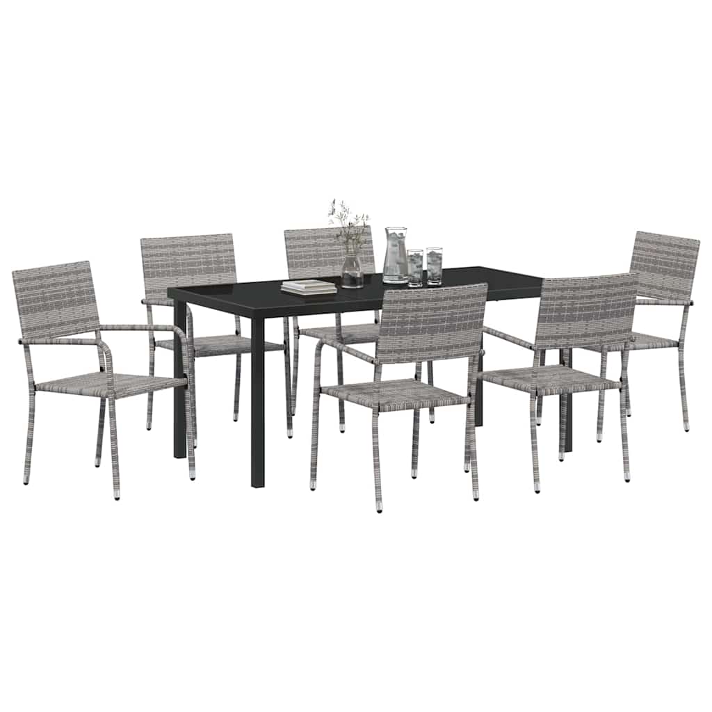 Have Spisebordssæt med pude 7 pcs Grå polyrattan