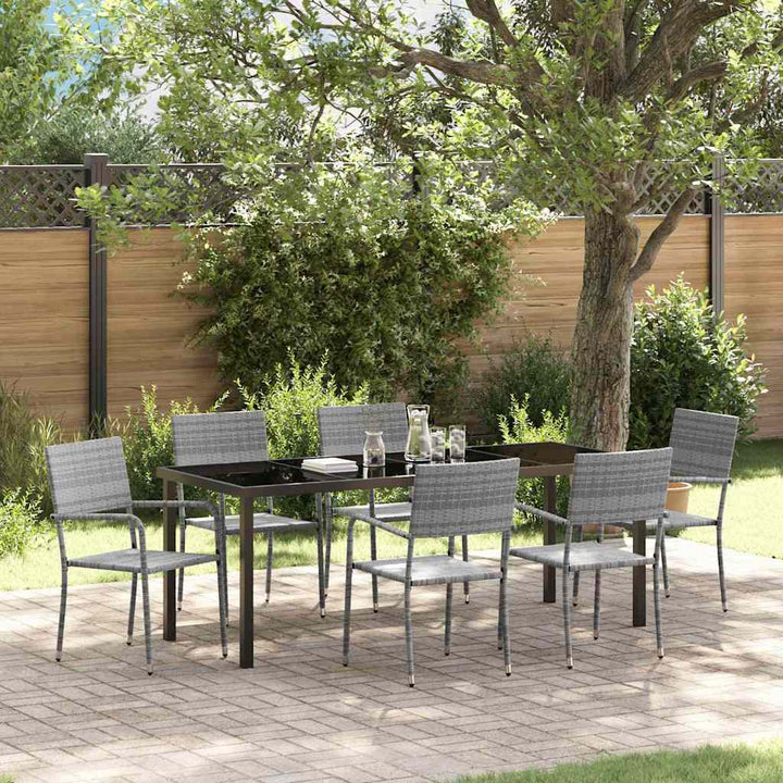 Have Spisebordssæt med pude 7 pcs Grå polyrattan