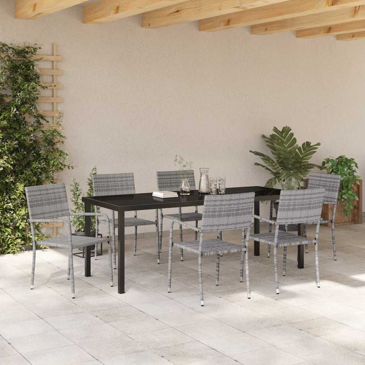 Have Spisebordssæt med pude 7 pcs Grå polyrattan