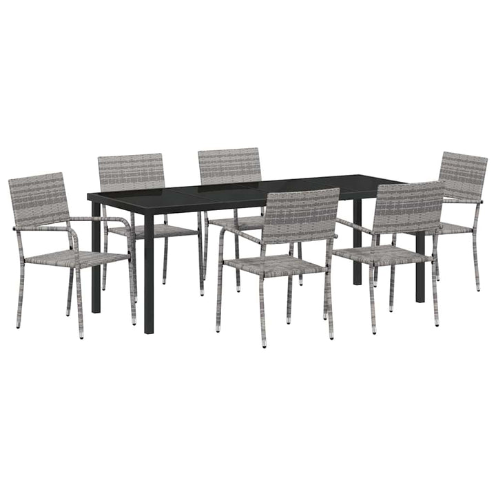 Have Spisebordssæt med pude 7 pcs Grå polyrattan
